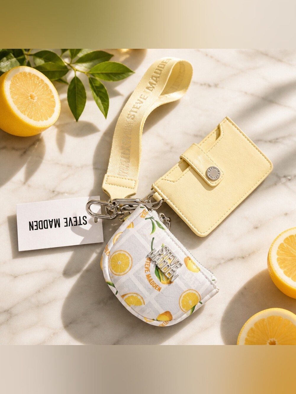 Steve Madden Lemon Pouch & Cardholder Keychain Set